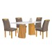 Mesa de Jantar 4 Lugares Stella com Vidro Ripado Cinamomo/Off White/Bege Escuro - Cel Móveis