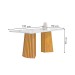 Mesa de Jantar 4 Lugares Stella com Vidro Ripado Cinamomo/Off White/Bege Escuro - Cel Móveis