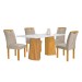 Mesa de Jantar 4 Lugares Stella com Vidro Ripado Cinamomo/Off White/Boucle Bege  - Cel Móveis