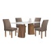 Mesa de Jantar 4 Lugares Stella Canela com Vidro Ripado Chocolate/Off White/Bege Escuro - Cel Móveis