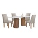 Mesa de Jantar 4 Lugares Stella Canela com Vidro Ripado Chocolate/Off White/Bege Claro - Cel Móveis