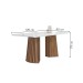 Mesa de Jantar 4 Lugares Stella Canela com Vidro Ripado Chocolate/Off White/Boucle Gelo - Cel Móveis