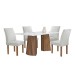 Mesa de Jantar 4 Lugares Stella Canela com Vidro Ripado Chocolate/Off White/Boucle Gelo - Cel Móveis