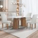 Mesa de Jantar 4 Lugares Stella Canela com Vidro Ripado Chocolate/Off White/Boucle Gelo - Cel Móveis