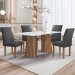 Mesa de Jantar 4 Lugares Stella Canela com Vidro Ripado Chocolate/Off White/Boucle Cinza - Cel Móveis