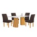 Mesa de Jantar 4 Lugares Stella Canela com Vidro Ripado Cinamomo/Off White/Marrom  - Cel Móveis