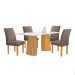 Mesa de Jantar 4 Lugares Stella Canela com Vidro Ripado Cinamomo/Off White/Bege Escuro - Cel Móveis