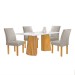 Mesa de Jantar 4 Lugares Stella Canela com Vidro Ripado Cinamomo/Off White/Bege Claro - Cel Móveis