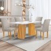 Mesa de Jantar 4 Lugares Stella Canela com Vidro Ripado Cinamomo/Off White/Bege Claro - Cel Móveis