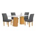 Mesa de Jantar 4 Lugares Stella Canela com Vidro Ripado Cinamomo/Off White/Cinza - Cel Móveis