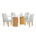 Mesa de Jantar 4 Lugares Stella Canela com Vidro Ripado Cinamomo/Off White/Boucle Gelo - Cel Móveis
