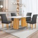 Mesa de Jantar 4 Lugares Stella Canela com Vidro Ripado Cinamomo/Off White/Boucle Cinza - Cel Móveis