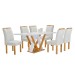 Mesa de Jantar 6 Lugares Manuela Arizona com Vidro Cinamomo/Off White/Boucle Gelo - Cel Móveis