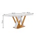 Mesa de Jantar 6 Lugares Manuela Arizona com Vidro Cinamomo/Off White/Boucle Cinza - Cel Móveis