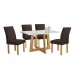 Mesa de Jantar 4 Lugares Arizona Canela com Vidro Cinamomo/Off White/Marrom 20766 - Cel Móveis
