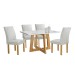 Mesa de Jantar 4 Lugares Arizona Canela com Vidro Cinamomo/Off White/Boucle Gelo 20766 - Cel Móveis