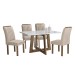 Mesa de Jantar 4 Lugares Arizona com Vidro Chocolate/Off White/Boucle Bege 20767 - Cel Móveis