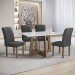 Mesa de Jantar 4 Lugares Arizona com Vidro Chocolate/Off White/Boucle Cinza 20767 - Cel Móveis