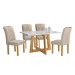 Mesa de Jantar 4 Lugares Arizona com Vidro Cinamomo/Off White/Boucle Bege 20767 - Cel Móveis