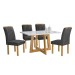 Mesa de Jantar 4 Lugares Arizona com Vidro Cinamomo/Off White/Boucle Cinza 20767 - Cel Móveis