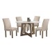 Mesa de Jantar 4 Lugares Arizona Canela com Vidro Chocolate/Off White/Boucle Bege 20770 - Cel Móveis