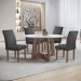 Mesa de Jantar 4 Lugares Arizona Canela com Vidro Chocolate/Off White/Boucle Cinza 20770 - Cel Móveis