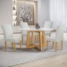 Mesa de Jantar 4 Lugares Arizona Canela com Vidro Cinamomo/Off White/Boucle Gelo 20770 - Cel Móveis