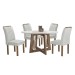 Mesa de Jantar 4 Lugares Arizona com Vidro Chocolate/Off White/Boucle Gelo 20771  - Cel Móveis