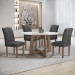 Mesa de Jantar 4 Lugares Arizona com Vidro Chocolate/Off White/Boucle Cinza  20771 - Cel Móveis