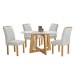 Mesa de Jantar 4 Lugares Arizona com Vidro Cinamomo/Off White/Boucle Gelo 20771 - Cel Móveis