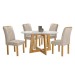 Mesa de Jantar 4 Lugares Arizona com Vidro Cinamomo/Off White/Boucle Bege 20771  - Cel Móveis