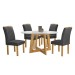 Mesa de Jantar 4 Lugares Arizona com Vidro Cinamomo/Off White/Boucle Cinza 20771 - Cel Móveis