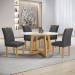 Mesa de Jantar 4 Lugares Arizona com Vidro Cinamomo/Off White/Boucle Cinza 20771 - Cel Móveis