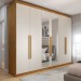 Guarda-Roupa Casal Madalena 6 Portas 6 Gavetas 100% Mdf com Espelho Peroba/Off White - Panorama Móveis