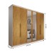 Guarda-Roupa Casal Madalena 6 Portas 6 Gavetas 100% Mdf com Espelho Off White/Peroba - Panorama Móveis