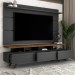 Rack com Painel para TV Até 72 Polegadas Armênia 3 Gavetas Black/Freijó - Panorama Móveis
