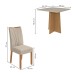 Mesa de Jantar 4 Lugares Celebrare Apogeu 90 Cm com Vidro Amêndoa Clean/Off White/Veludo Naturale Creme - Móveis Lopas