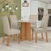 Mesa de Jantar 4 Lugares Celebrare Apogeu 90 Cm com Vidro Amêndoa Clean/Off White/Veludo Naturale Creme - Móveis Lopas