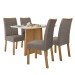 Mesa de Jantar 4 Lugares Celebrare Apogeu com Vidro 120 Cm Amêndoa Clean/Off White/Suede Animale Bege - Móveis Lopas