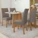 Mesa de Jantar 4 Lugares Celebrare Apogeu com Vidro 120 Cm Amêndoa Clean/Off White/Suede Animale Bege - Móveis Lopas