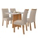 Mesa de Jantar 4 Lugares Celebrare Apogeu com Vidro 120 Cm Amêndoa Clean/Off White/Linho Rinzai Bege - Móveis Lopas
