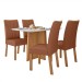 Mesa de Jantar 4 Lugares Celebrare Apogeu com Vidro 120 Cm Amêndoa Clean/Off White/Corino Caramelo  - Móveis Lopas