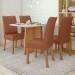 Mesa de Jantar 4 Lugares Celebrare Apogeu com Vidro 120 Cm Amêndoa Clean/Off White/Corino Caramelo  - Móveis Lopas