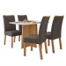 Mesa de Jantar 4 Lugares Celebrare Apogeu com Vidro 120 Cm Amêndoa Clean/Off White/Veludo Liso Marrom - Móveis Lopas