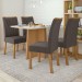 Mesa de Jantar 4 Lugares Celebrare Apogeu com Vidro 120 Cm Amêndoa Clean/Off White/Veludo Liso Marrom - Móveis Lopas