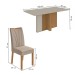 Mesa de Jantar 6 Lugares Astrid Apogeu com Vidro Amêndoa Clean/Off White/Linho Rinzai Bege - Móveis Lopas