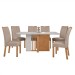 Mesa de Jantar 6 Lugares Astrid Apogeu com Vidro Amêndoa Clean/Off White/Linho Rinzai Bege - Móveis Lopas