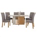Mesa de Jantar 6 Lugares Astrid Apogeu com Vidro Amêndoa Clean/Off White/Veludo Liso Capuccino - Móveis Lopas