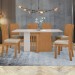 Mesa de Jantar 6 Lugares Astrid Athenas com Vidro Amêndoa Clean/Off White/Veludo Naturale Creme - Móveis Lopas