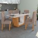 Mesa de Jantar 6 Lugares Apogeu Astrid com Vidro Amêndoa Clean/Off White/Suede Animale Bege - Móveis Lopas